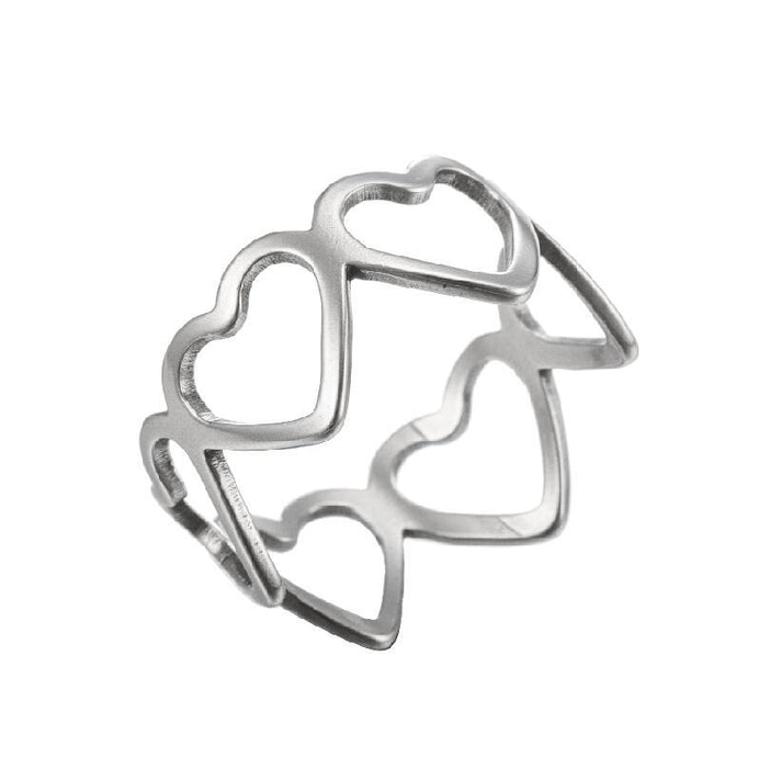 Love hollow rings, wholesale of women's open stainless steel simple rings