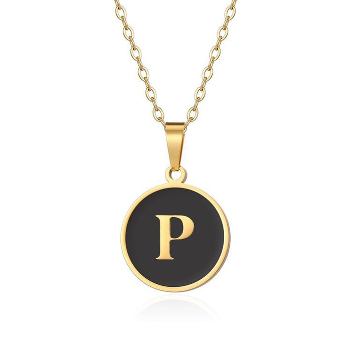 European and American letter pendant necklace, oil-painted gold clavicle chain