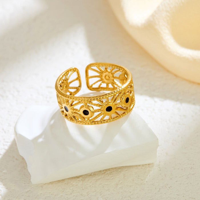 Wholesale stainless steel and titanium steel gold-plated geometric openwork rings
