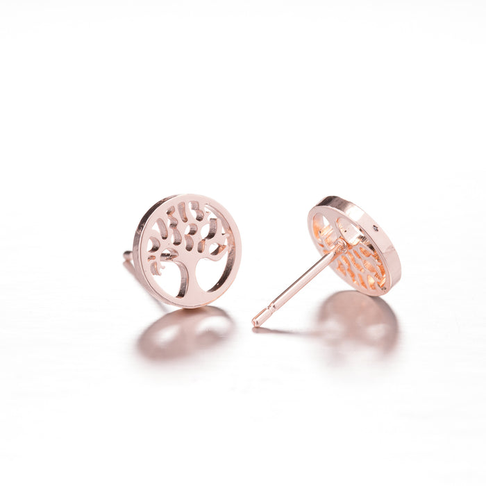 Wishing Tree Geometric Stainless Steel Stud Earrings - Vintage-Inspired Jewelry for a Unique Look
