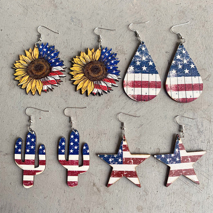 Independence Day patriotic wooden earrings