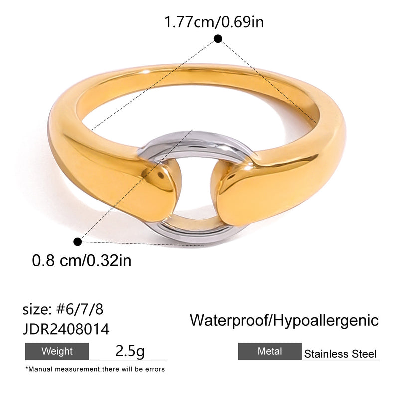 Stainless steel color-block ring