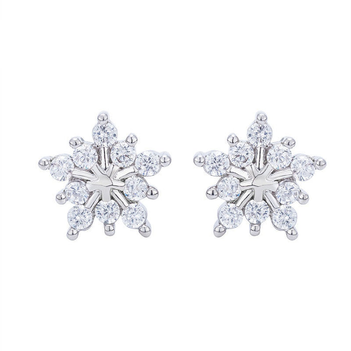 Zircon Snowflake Earrings Full Diamond Five-pointed Star Christmas Earrings