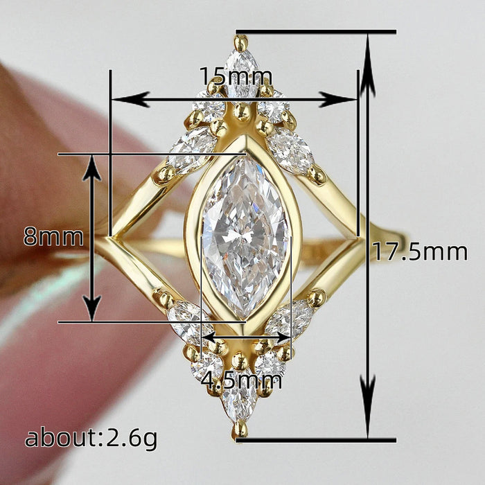 Horse eye geometric design ring fashion light luxury ring engagement popular match