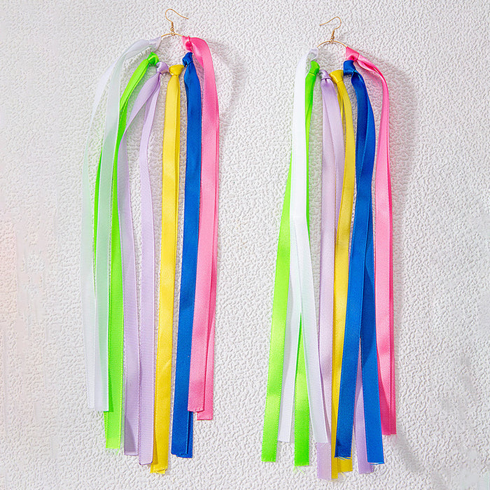 Dopamine colorful ribbon earrings holiday style earrings