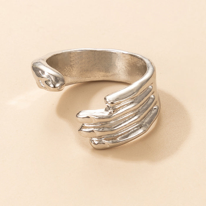 Dark palm hug lizard single ring