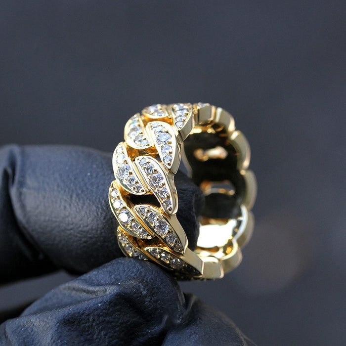 Cuban chain zircon ring men's trendy design high-end index finger ring