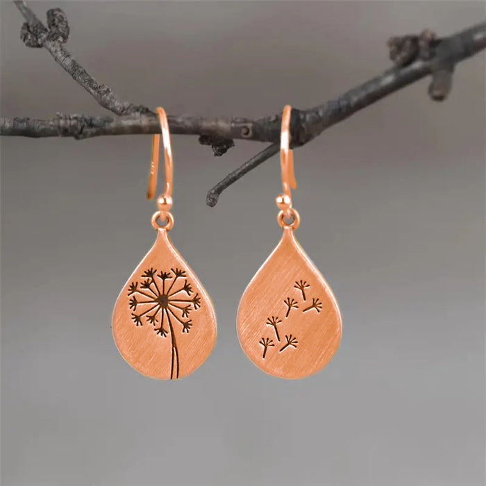 Teardrop Ear Hook Dandelion Vintage Earrings