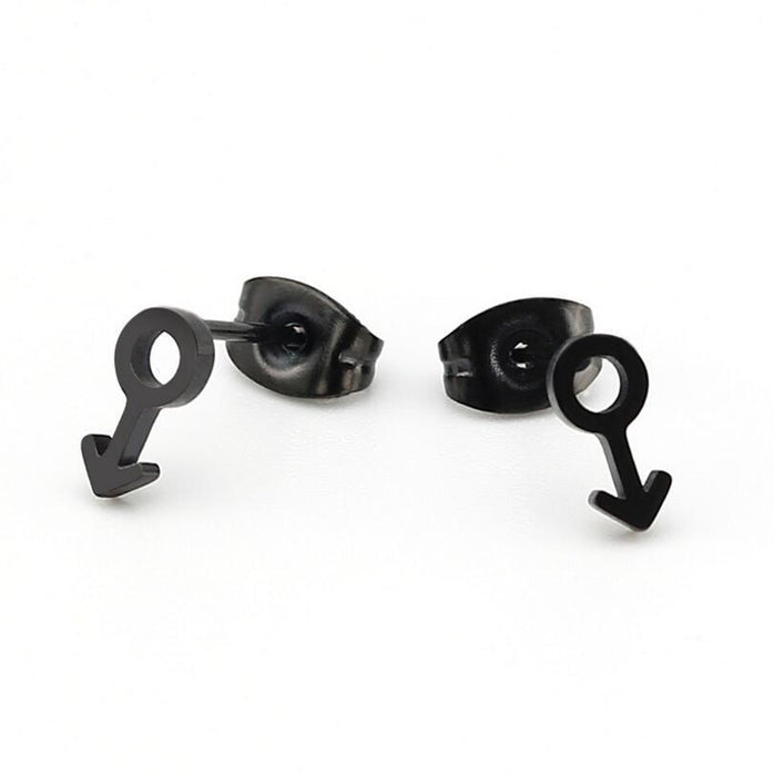 Female Symbol Stainless Steel Earrings - Geometric Black Hip-Hop Jewelry