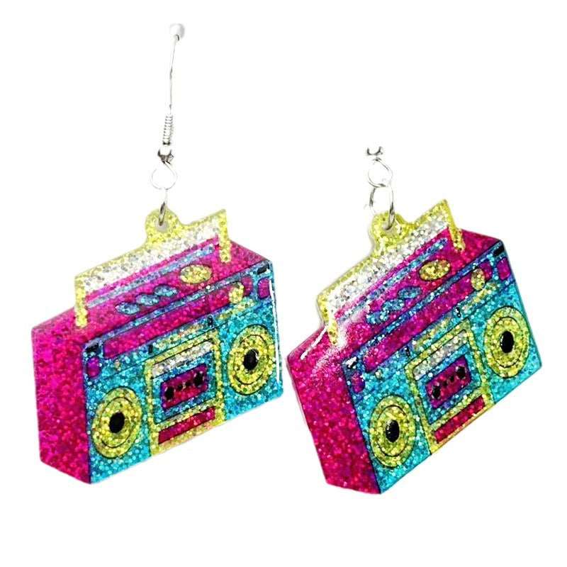 Fluorescent Acrylic Radio Earrings