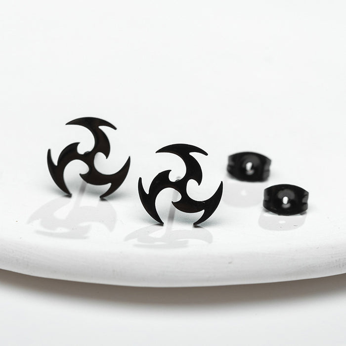 Fire Whirl Stainless Steel Stud Earrings - Spiraling Geometric Jewelry for a Dynamic Look