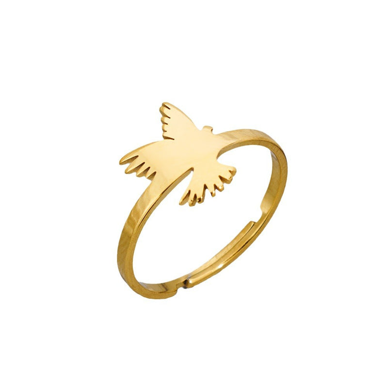 Anillo de animal coreano, anillo abierto de acero inoxidable con forma de águila, pájaro y paloma, venta al por mayor