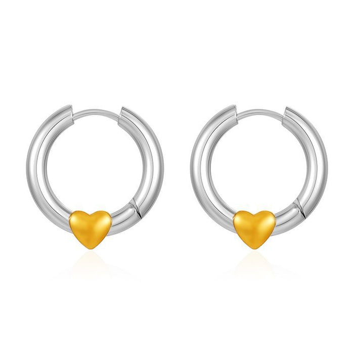 Simple love heart gold earrings 18K gold-plated stainless steel earrings