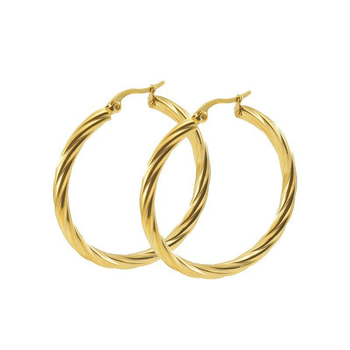 Stainless steel twisted earrings 18K plated women's temperament trendy earrings