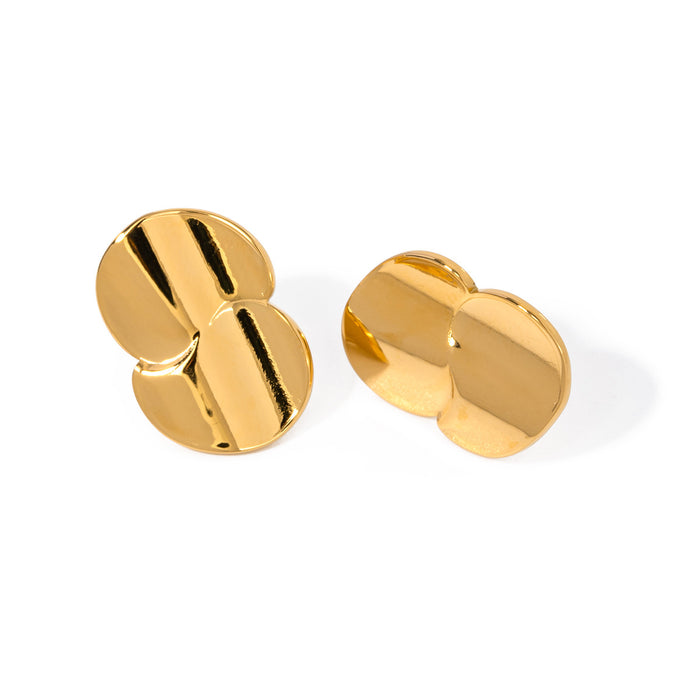 18K Gold Plated Stainless Steel Minimalist Curve Earrings - Geometric Design