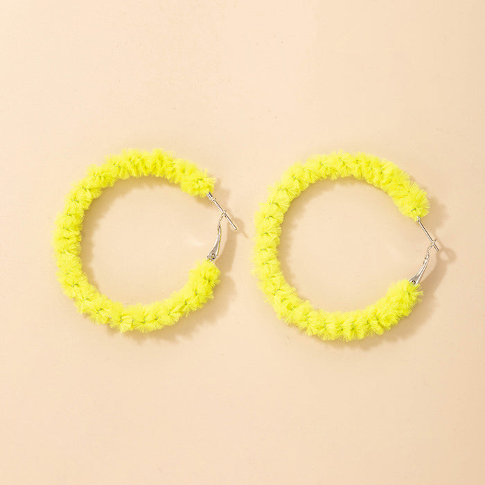 Yellow plush bright circle autumn and winter earrings