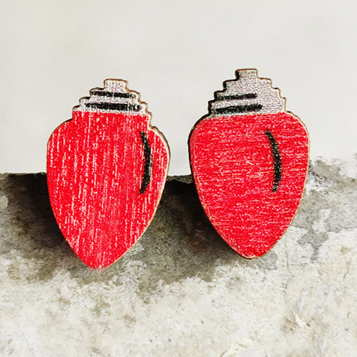 Wooden Santa earrings