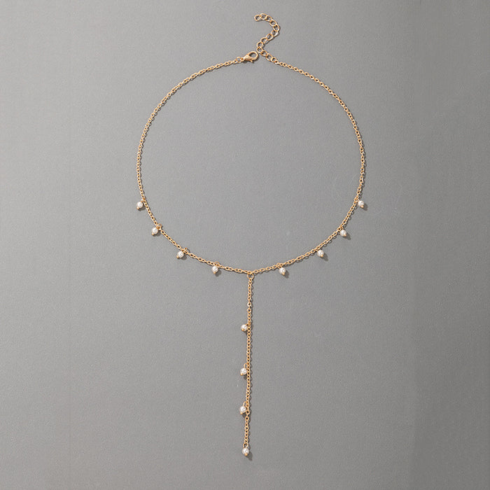 Elegant Pearl Choker Necklace – Long Sweater Chain