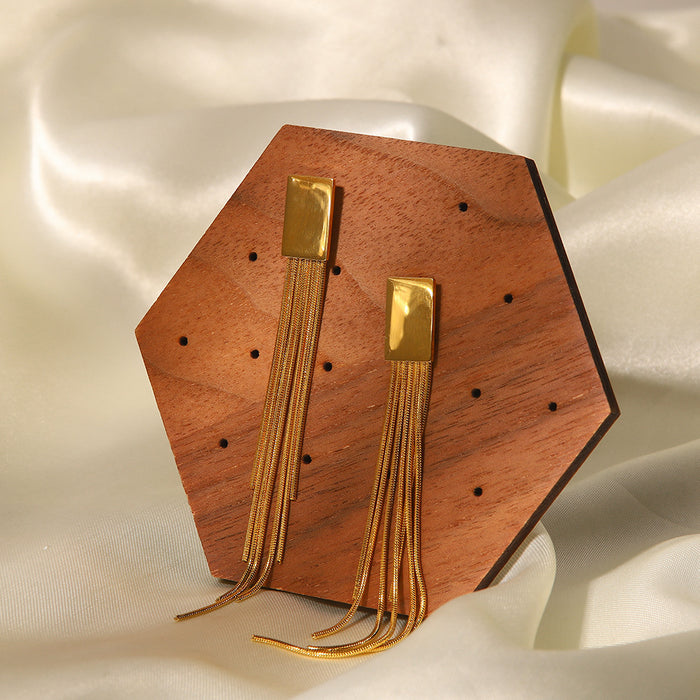 18K Gold Plated Stainless Steel C-Shape Earrings - Minimalist Design with Zircon Inlay