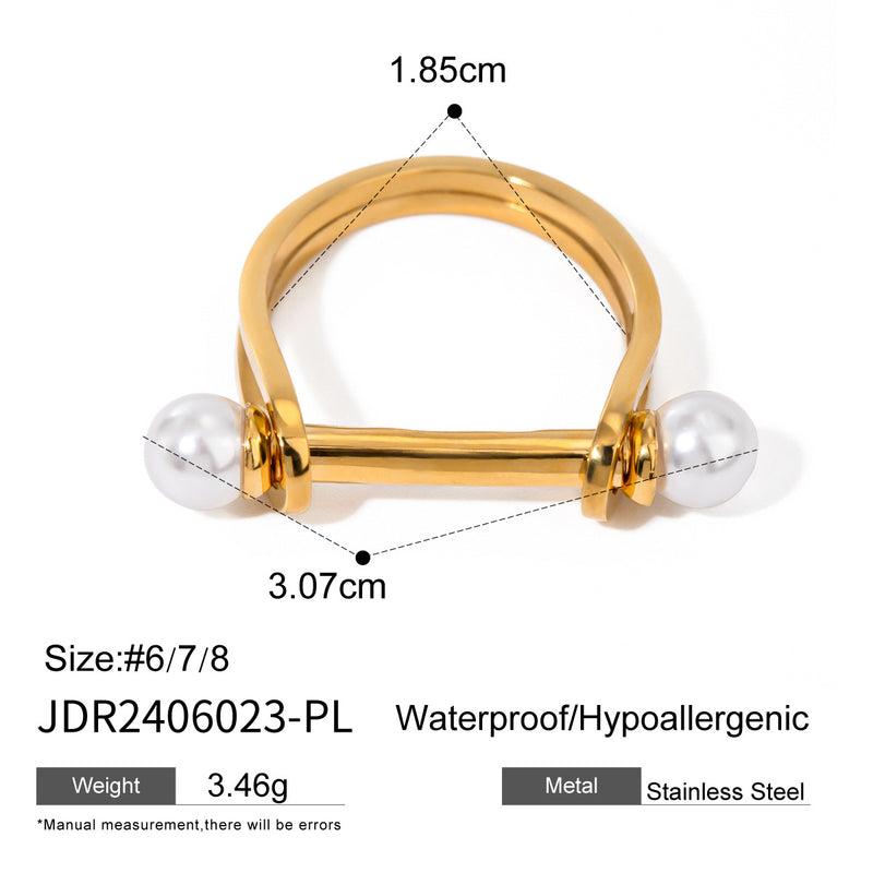 18k gold stainless steel pearl ring