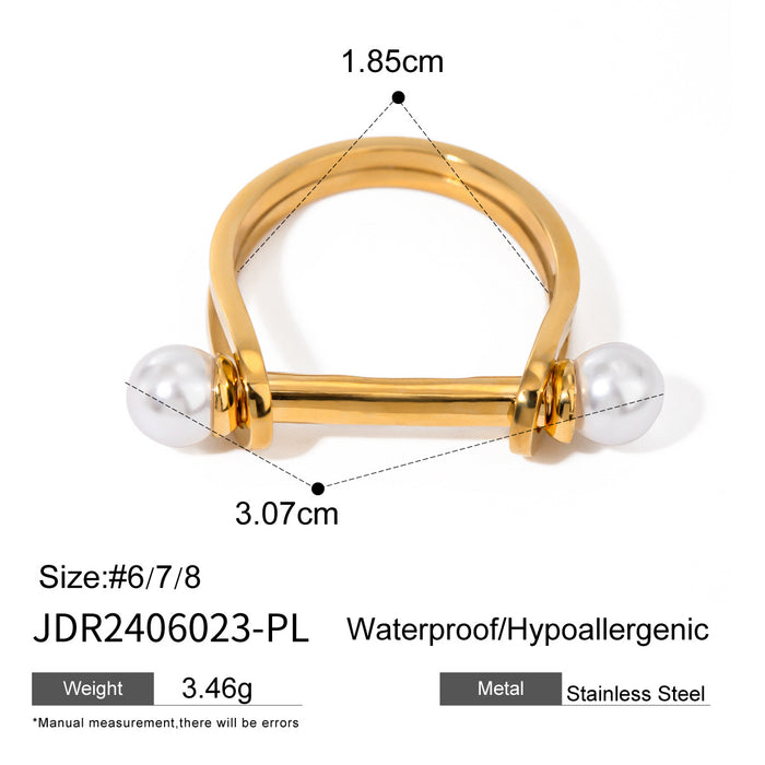 18k gold stainless steel pearl ring