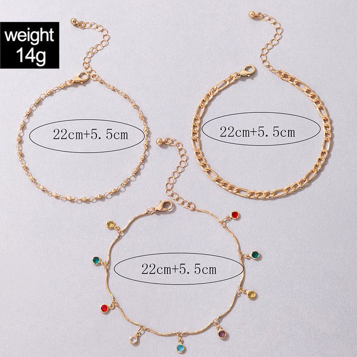 Gold Ball Tassel Anklet Set - Multilayer Chain Jewelry