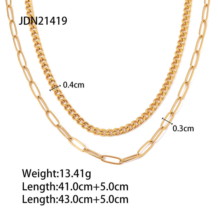 K-Gold Double Layer Necklace - Retro Minimalist Design with a Cold Style and Unique Clavicle Chain