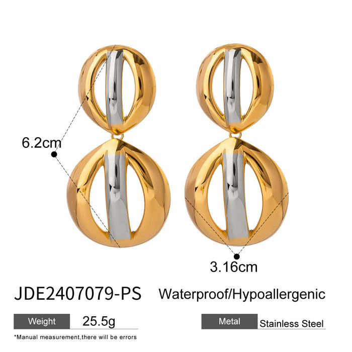 Stainless steel exaggerated earrings color matching earrings titanium steel 18K gold earrings