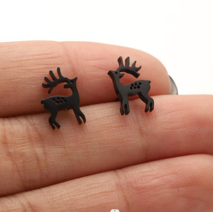 Bear and elk earrings, European and American hip-hop jewelry stainless steel cute small animal series earrings wholesale