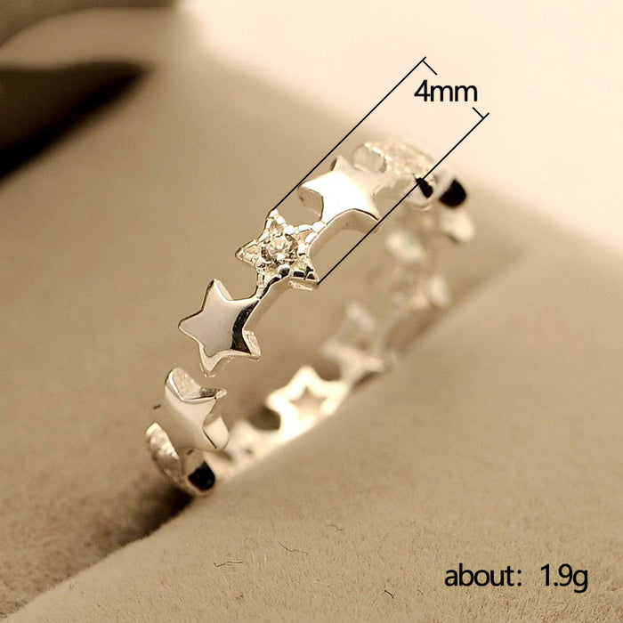 Small fresh five-pointed star ring adjustable diamond star ring