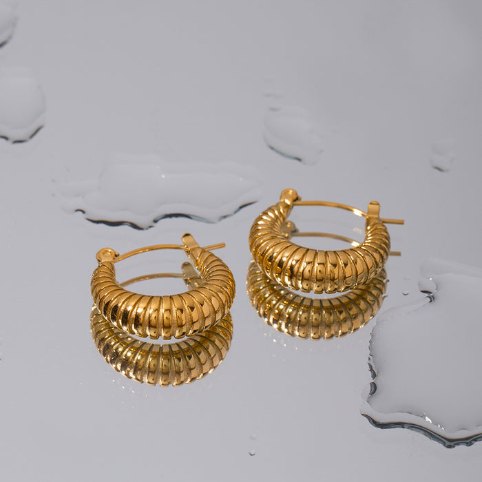 18K Gold Plated Stainless Steel Chunky Circle Earrings - Fashionable Jewelry