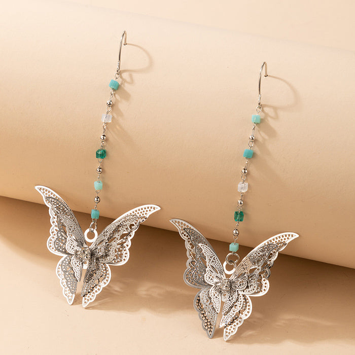 Hollow double layer butterfly creative earrings