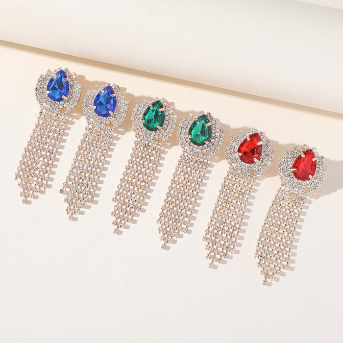 Vintage Rhinestone Drop Earrings - Exaggerated Dangles for Brides and Gowns
