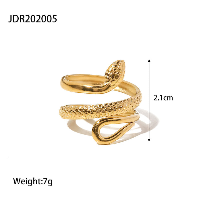 Textured 18K Gold Plated Stainless Steel Ring - High-End Fashion