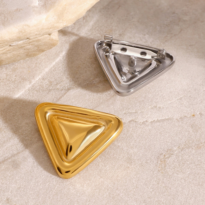 Gold and silver chubby geometric brooch High-grade simple stainless steel autumn and winter coat accessories