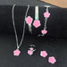 Wholesale 5-piece set of five-petal flower necklace, bracelet, bangle, earrings, and ring - wallojewerly 