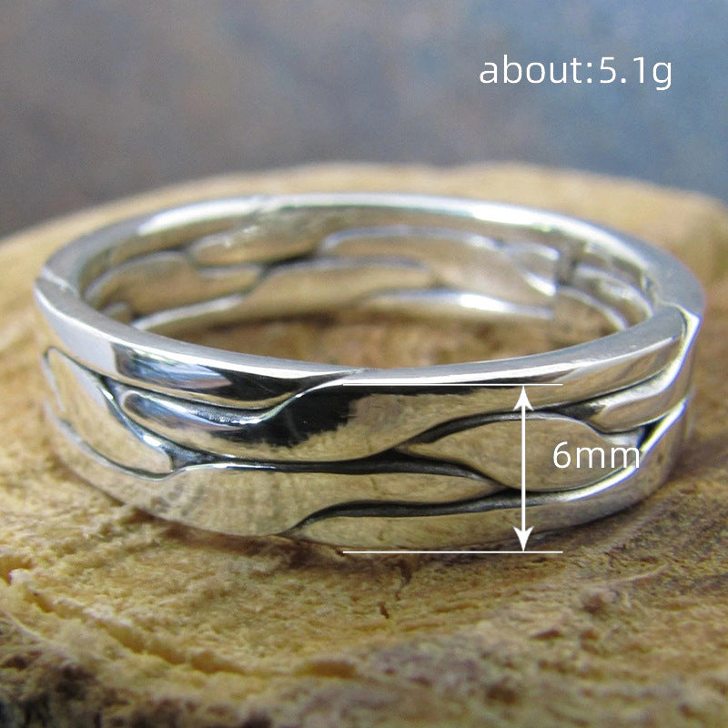 Retro domineering ring simple atmosphere texture ring