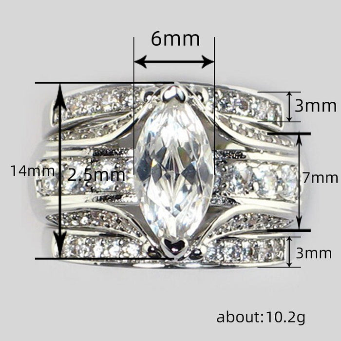 Horse Eye Geometric Three Ring Set Zircon Ladies Wedding