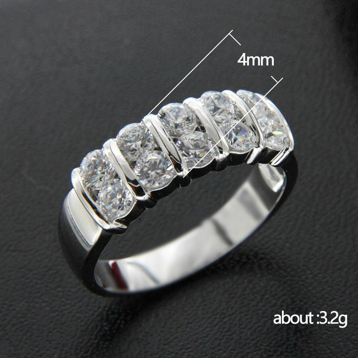 Double row zircon men's wedding ring fashion engagement ring