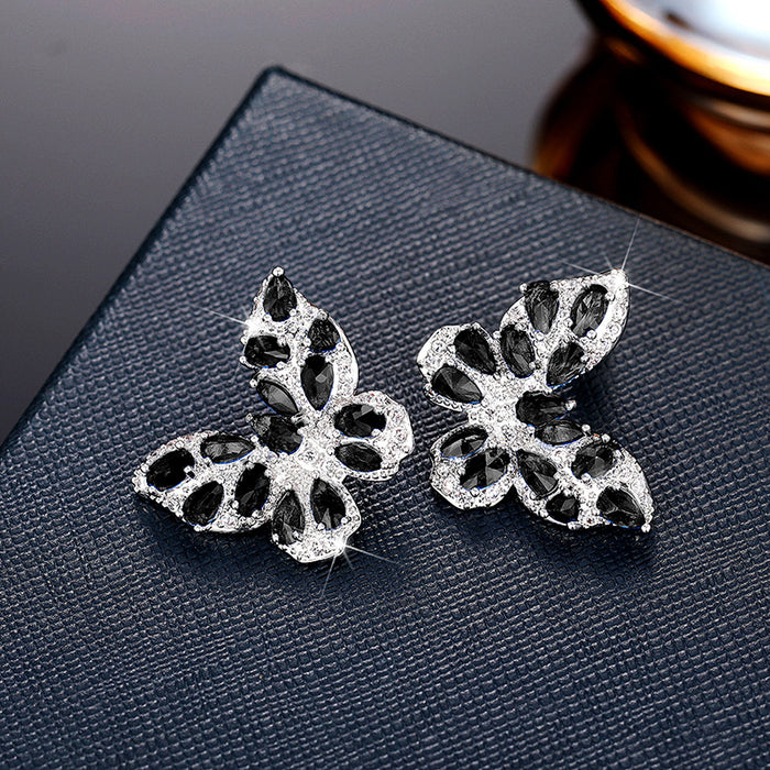 Butterfly zircon earrings niche light luxury earrings