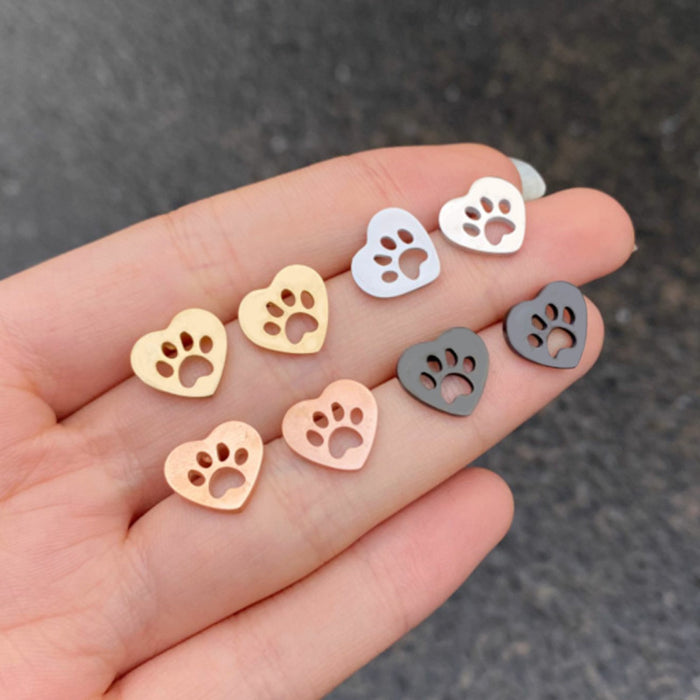 Bear Paw Stainless Steel Stud Earrings - Cute and Playful Animal Jewelry for Everyday Wear