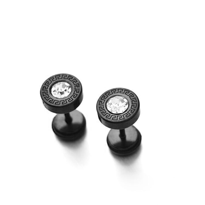 Retro Great Wall pattern stainless steel earrings for men and women