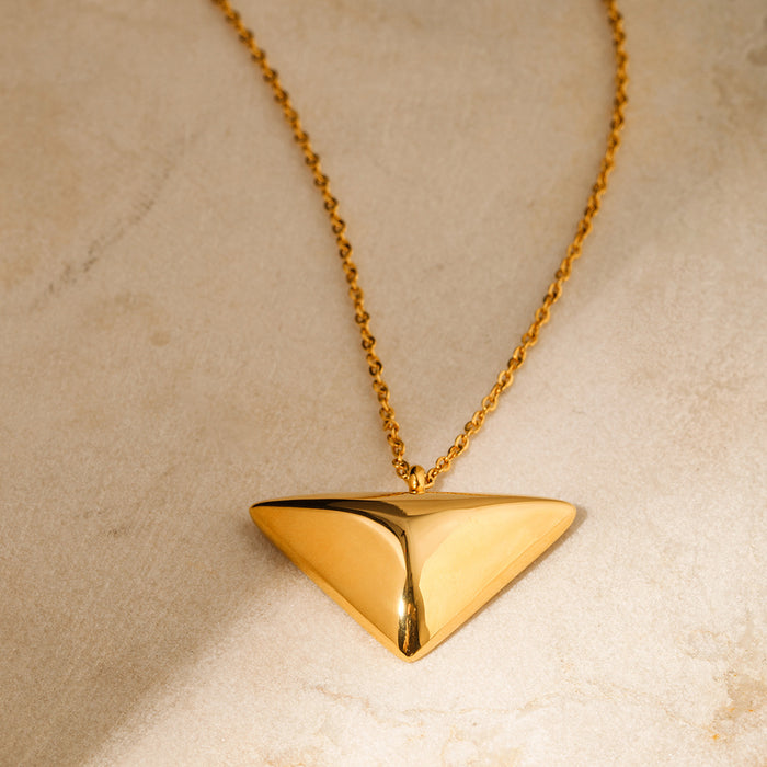 18K Gold-Plated Stainless Steel Triangle Pendant Necklace - Minimalist Designer Jewelry