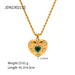 18K Gold-Plated Stainless Steel Zircon Necklace - Vintage Heart Pendant Titanium Steel Jewelry for Women - wallojewerly 