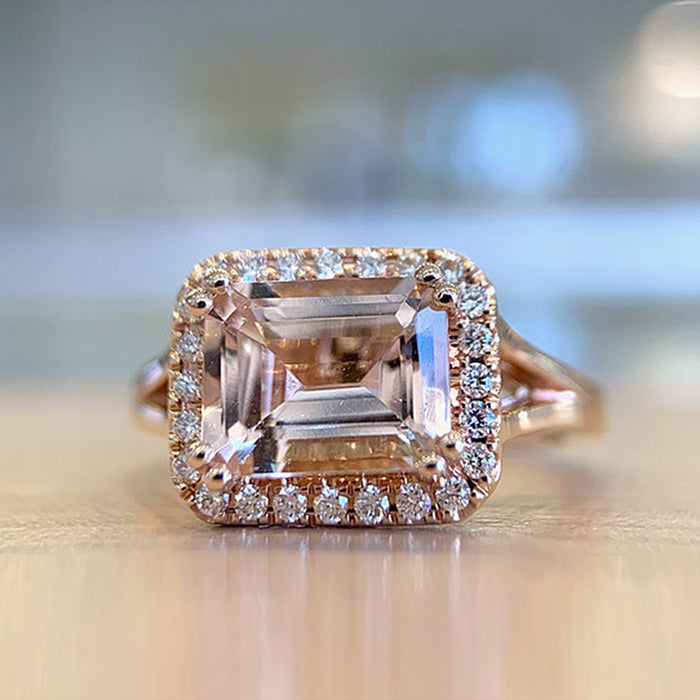 Imitation natural citrine women's ring 8x10 main stone ring