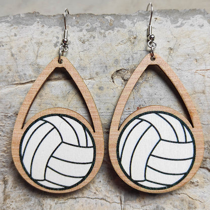 Wooden basketball earrings