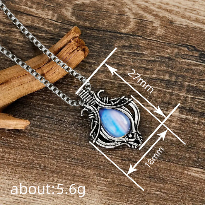 Antique Silver Teardrop Pendant Necklace