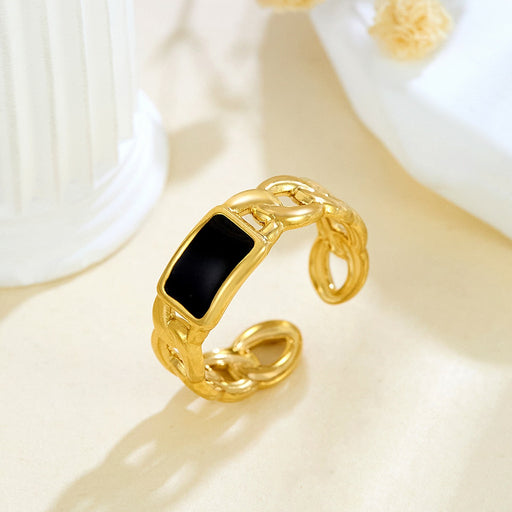 Wholesale 18K gold-plated stainless steel irregular geometric drip rings - wallojewerly 