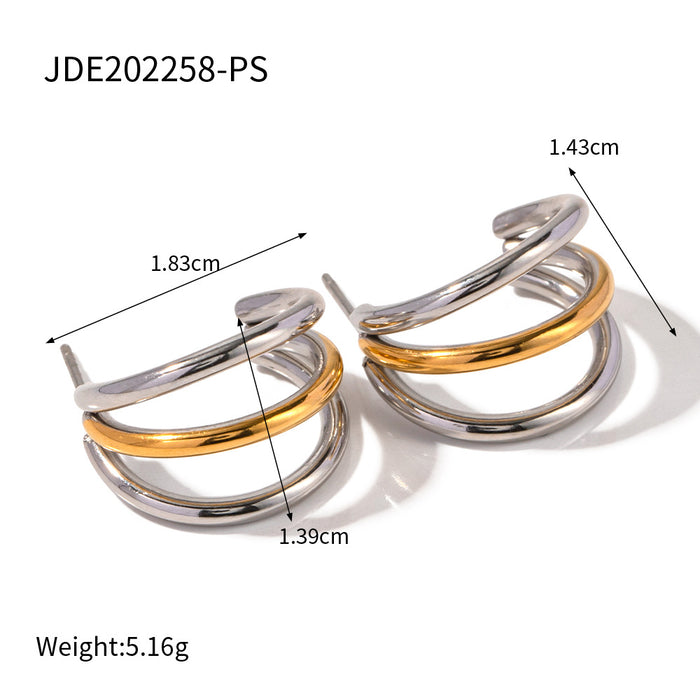 Stainless steel C-shaped earrings contrast color matching earrings titanium steel earrings