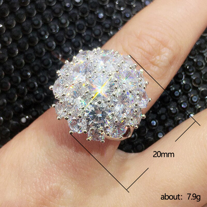 Flower full diamond exaggerated ring